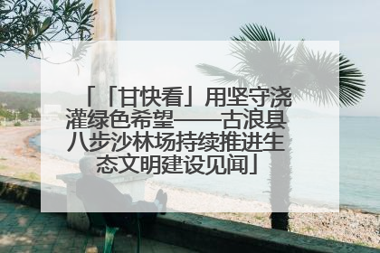 「甘快看」用坚守浇灌绿色希望——古浪县八步沙林场持续推进生态文明建设见闻