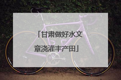 甘肃做好水文章浇灌丰产田