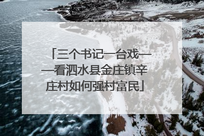 三个书记一台戏——看泗水县金庄镇辛庄村如何强村富民