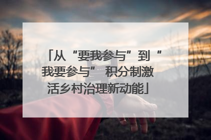 从“要我参与”到“我要参与” 积分制激活乡村治理新动能