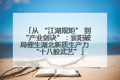 从 “江湖规矩” 到 “产业剑诀”：襄阳破局催生湖北新质生产力 “十八般武艺”