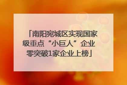 南阳宛城区实现国家级重点“小巨人”企业零突破1家企业上榜