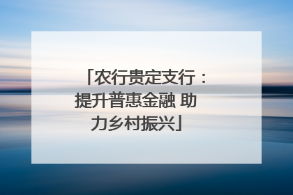 农行贵定支行：提升普惠金融 助力乡村振兴