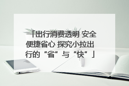 出行消费透明 安全便捷省心 探究小拉出行的“省”与“快”