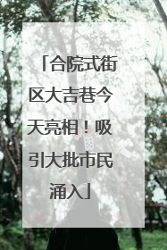 合院式街区大吉巷今天亮相！吸引大批市民涌入