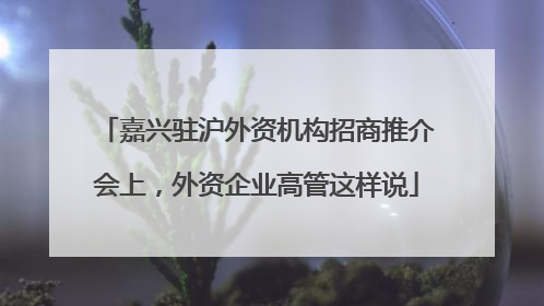 嘉兴驻沪外资机构招商推介会上，外资企业高管这样说