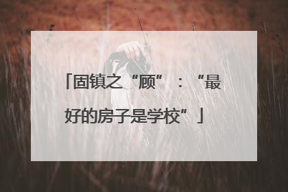 固镇之“顾”：“最好的房子是学校”
