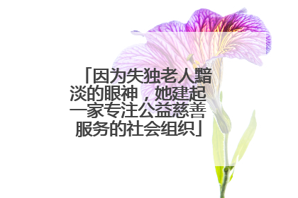 因为失独老人黯淡的眼神，她建起一家专注公益慈善服务的社会组织