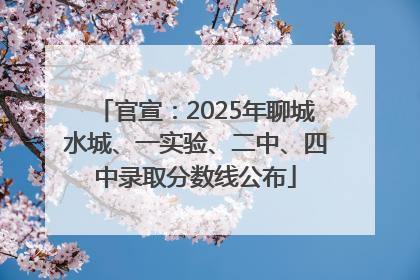 官宣：2025年聊城水城、一实验、二中、四中录取分数线公布