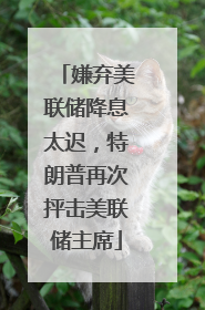 嫌弃美联储降息太迟，特朗普再次抨击美联储主席