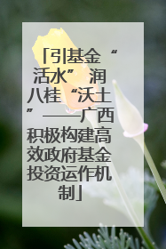 引基金“活水” 润八桂“沃土”——广西积极构建高效政府基金投资运作机制