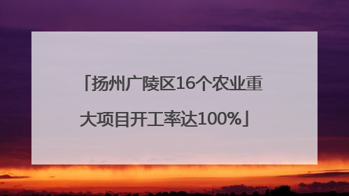 扬州广陵区16个农业重大项目开工率达100%