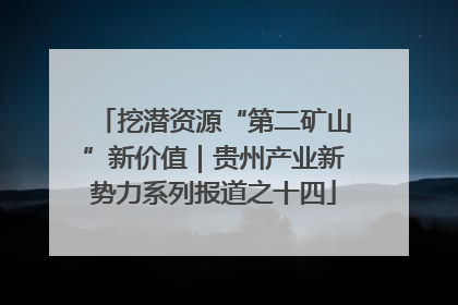 挖潜资源“第二矿山”新价值｜贵州产业新势力系列报道之十四