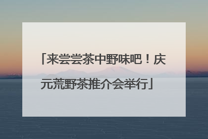 来尝尝茶中野味吧！庆元荒野茶推介会举行