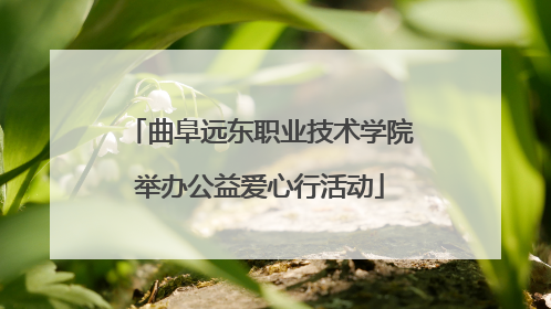 曲阜远东职业技术学院举办公益爱心行活动