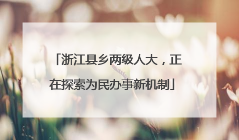 浙江县乡两级人大，正在探索为民办事新机制