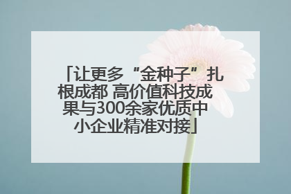 让更多“金种子”扎根成都 高价值科技成果与300余家优质中小企业精准对接