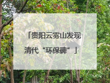 贵阳云雾山发现清代“环保碑”