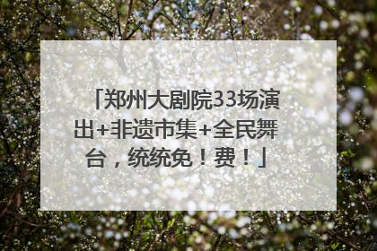 郑州大剧院33场演出+非遗市集+全民舞台，统统免！费！