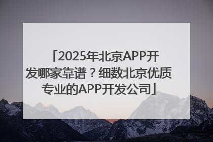 2025年北京APP开发哪家靠谱？细数北京优质专业的APP开发公司